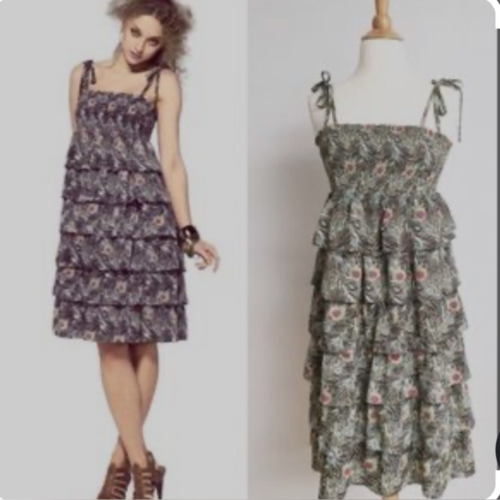 Liberty of London- Women’s Olive Green Smocked Tiered Dress. Size XL- SKU 105